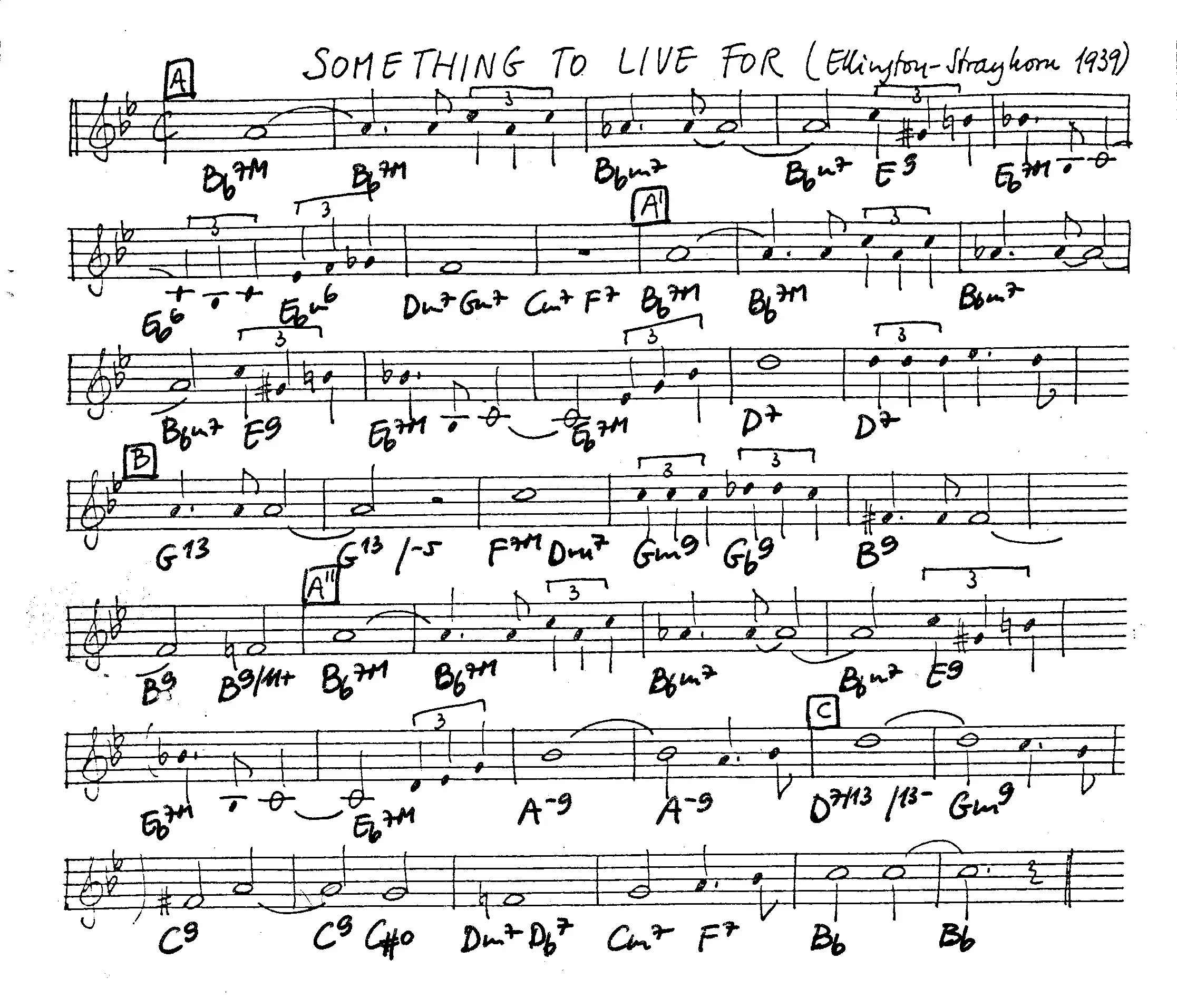 something to live for free jazz leadsheet - Courtesy of the Jungle Jazz Band